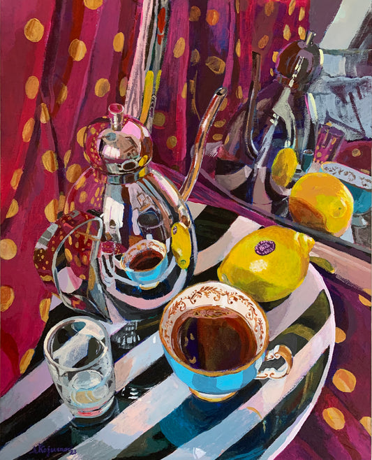 Still Life with Gold Dots