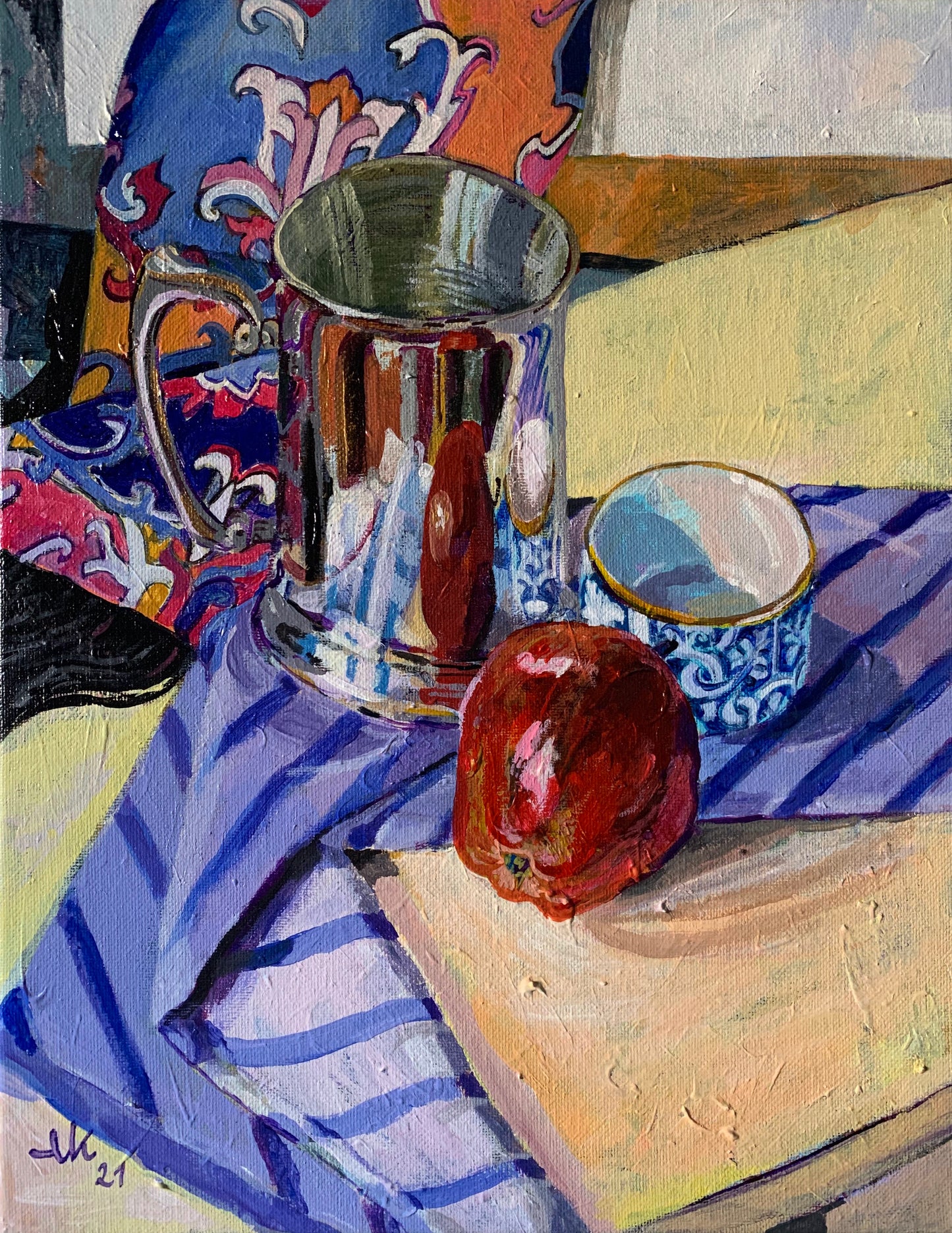 Still Life Triptich Left (with Red Apple)
