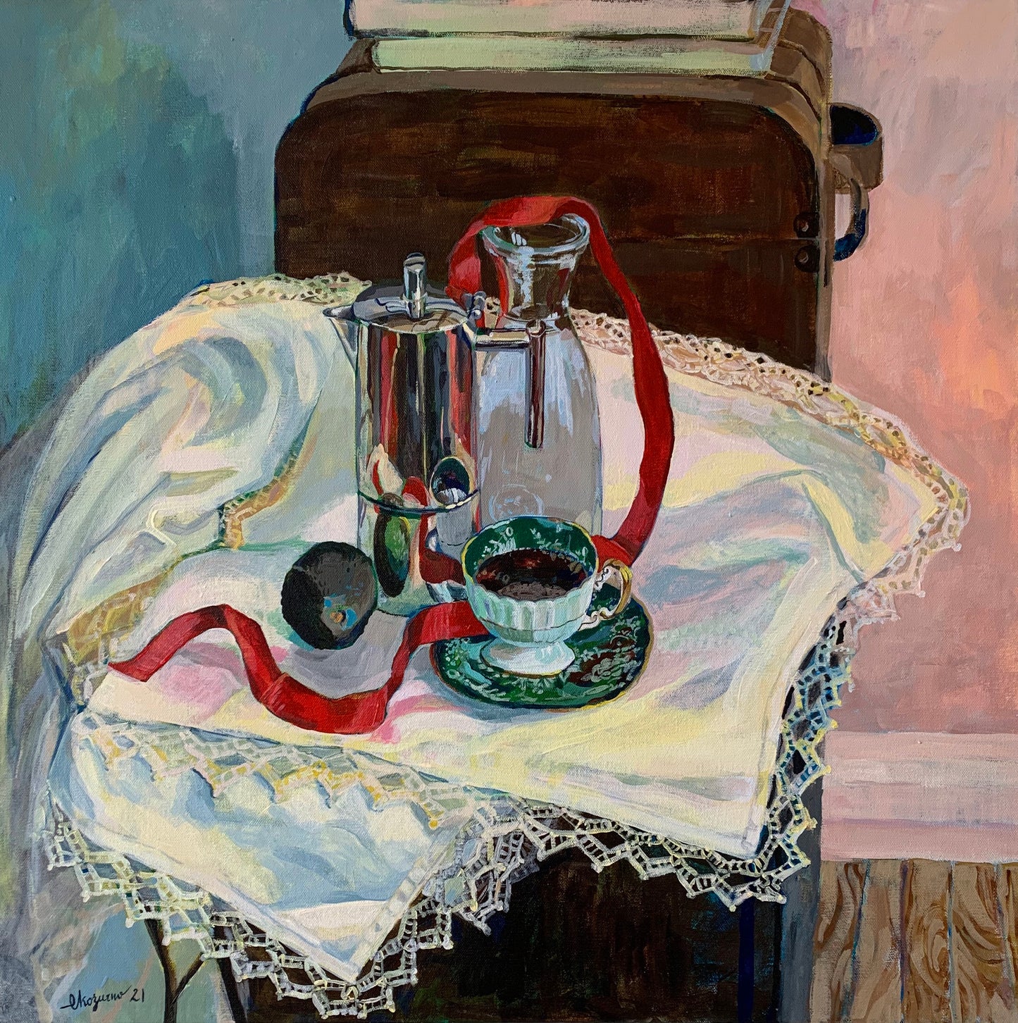 Still Life with Red Ribbon